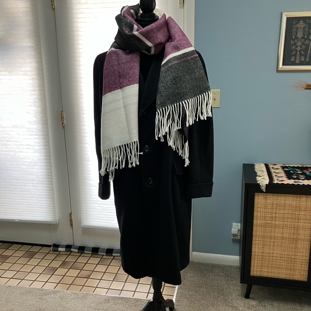 Calvin Klein Fringed Shawl 74 “ by 24 “ Oversized Scarf Statement Accessory